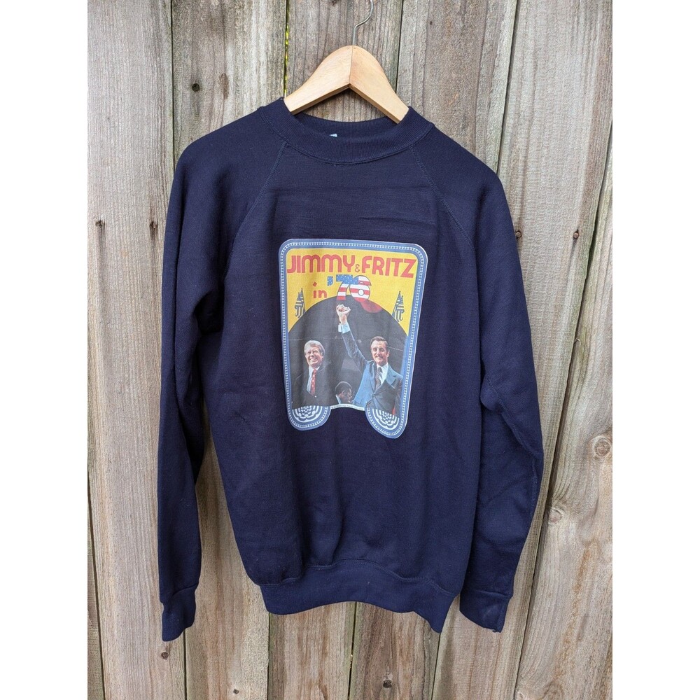 Vintage Sweatshirt 70s Jimmy Carter Crewneck  1976 XL Made in USA Acrylic